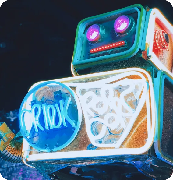 A neon robot